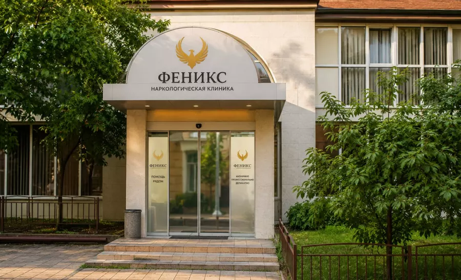 Вход в наркологическую клинику «Феникс» в Лаишеве